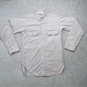 Vtg Woolrich Mens S Chamois Cloth Shirt Grey Cotton Long Sleeve 6473 USA Made